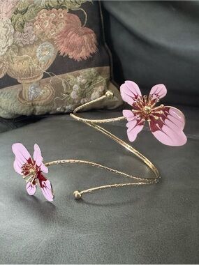 Gold-Tone Pink Floral Cuff Bracelet by arm cuff